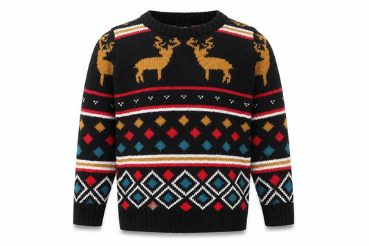 Mini Club Baby Black Fair Isle Cotton Pullover Jumper Size 9-12 Months Button - Christmas
