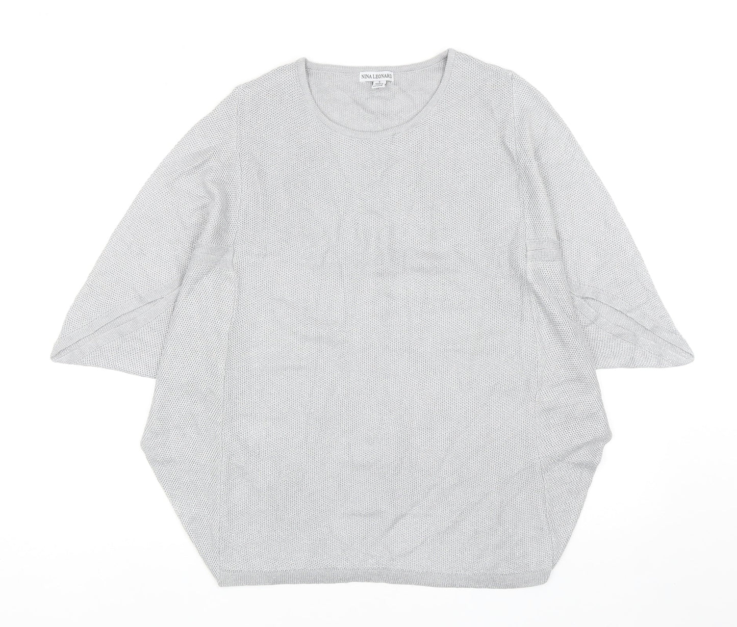 Womens UK Size S Nina Leonard Silver Pullover Jumper