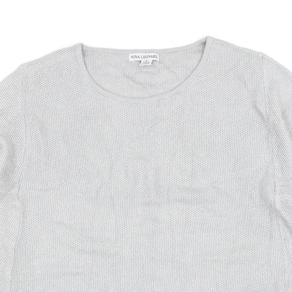 Womens UK Size S Nina Leonard Silver Pullover Jumper