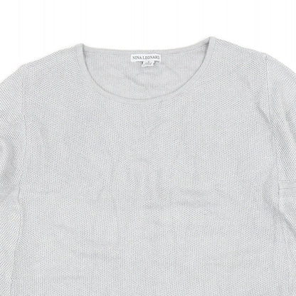 Womens UK Size S Nina Leonard Silver Pullover Jumper