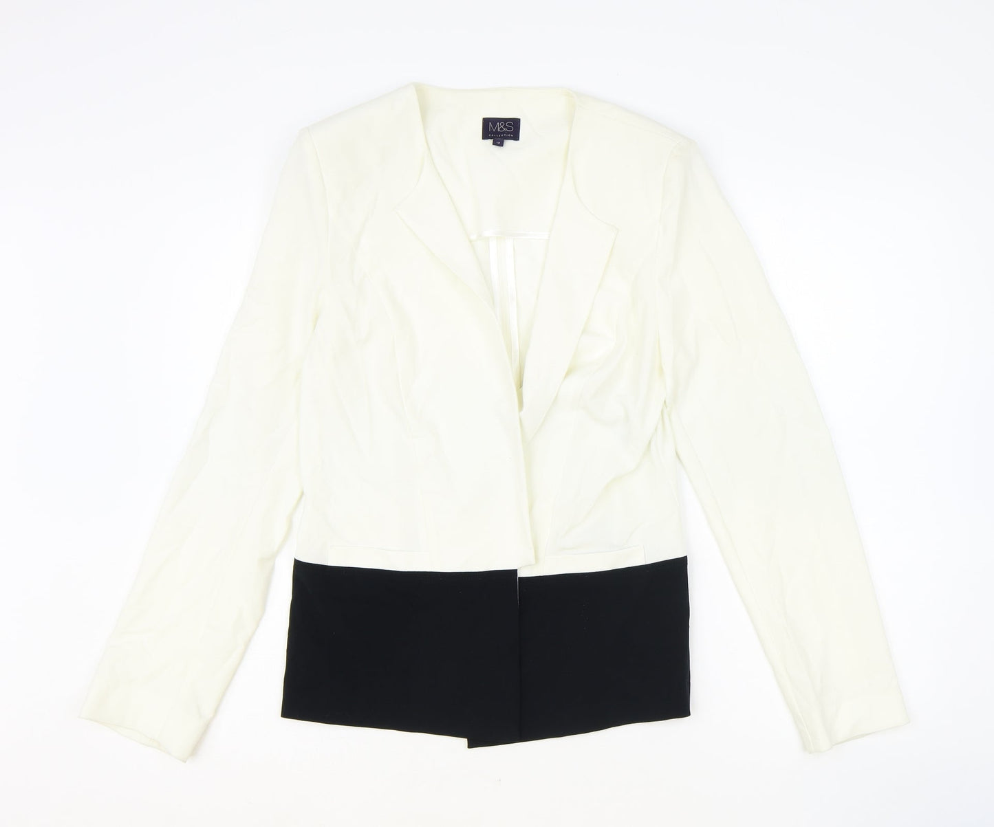 Marks and Spencer Womens Ivory Polyester Jacket Blazer Size 12