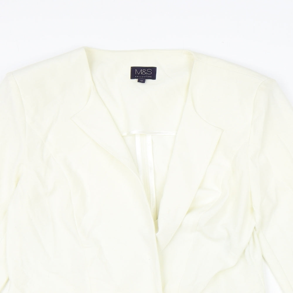 Marks and Spencer Womens Ivory Polyester Jacket Blazer Size 12