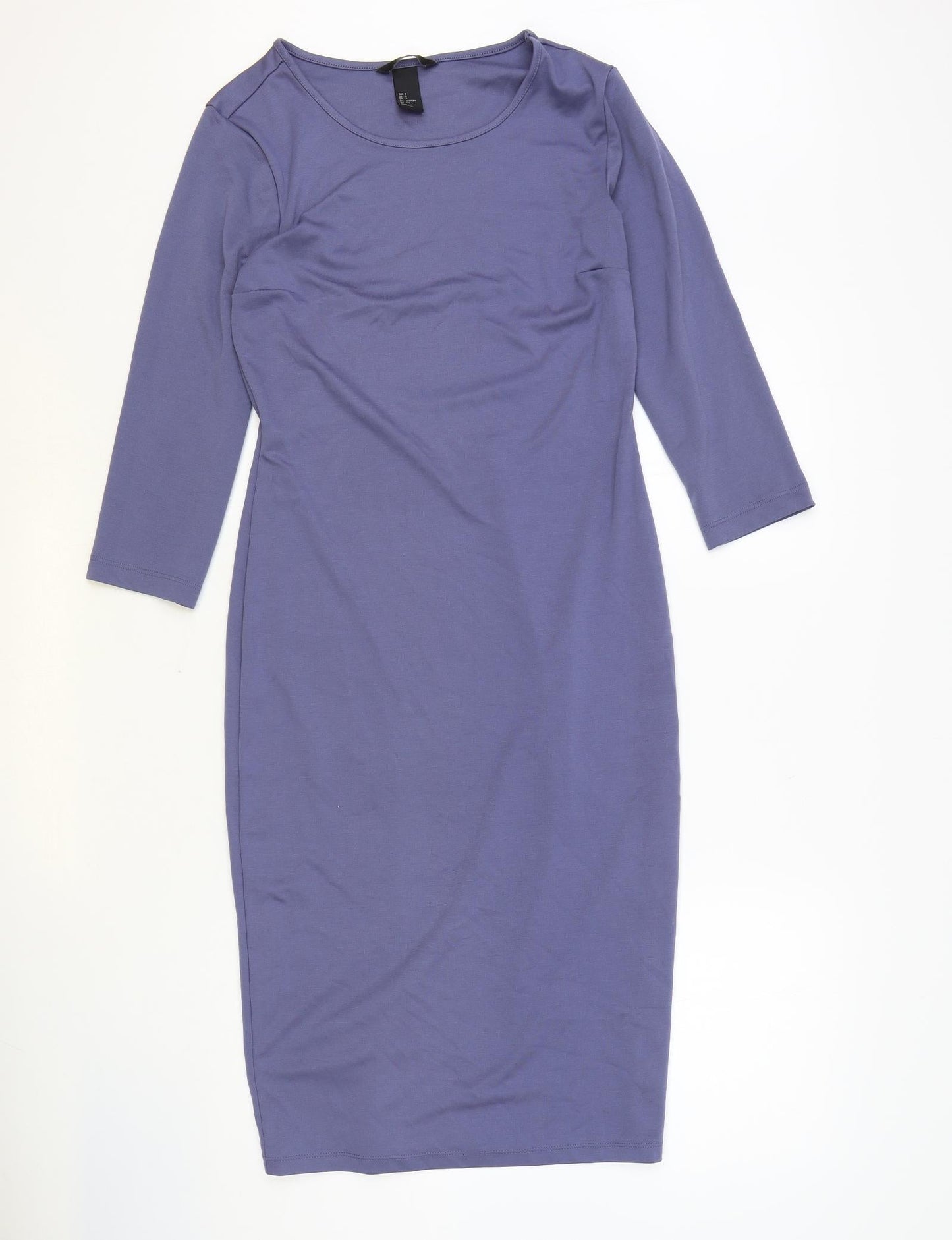 H&M Womens Blue Polyester Bodycon Size S Boat Neck Pullover