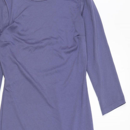 H&M Womens Blue Polyester Bodycon Size S Boat Neck Pullover