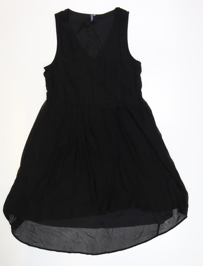 Evie Womens Black Polyester Fit & Flare Size 12 V-Neck Pullover