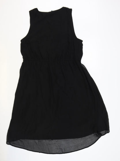 Evie Womens Black Polyester Fit & Flare Size 12 V-Neck Pullover