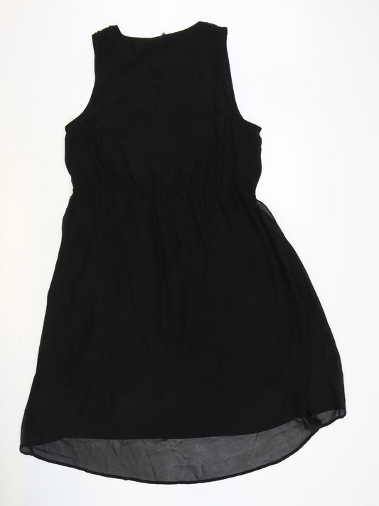 Evie Womens Black Polyester Fit & Flare Size 12 V-Neck Pullover