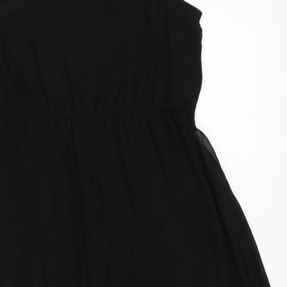 Evie Womens Black Polyester Fit & Flare Size 12 V-Neck Pullover