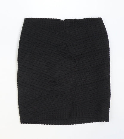 H&M Womens Black Polyester Straight & Pencil Skirt Size 6 Zip