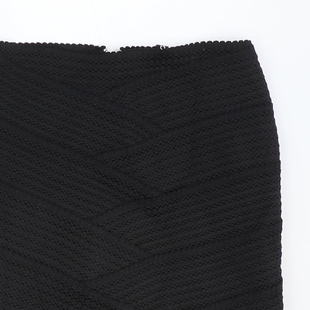 H&M Womens Black Polyester Straight & Pencil Skirt Size 6 Zip