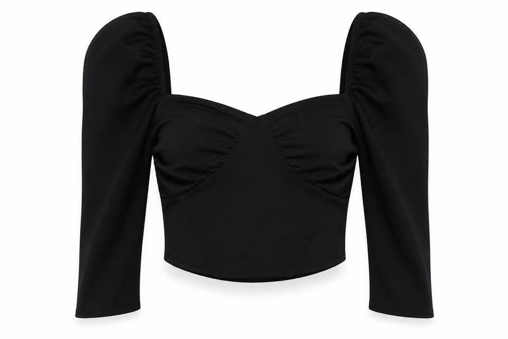 Womens UK Size 8 Nasty Gal Black Cropped Blouse