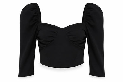 Womens UK Size 8 Nasty Gal Black Cropped Blouse