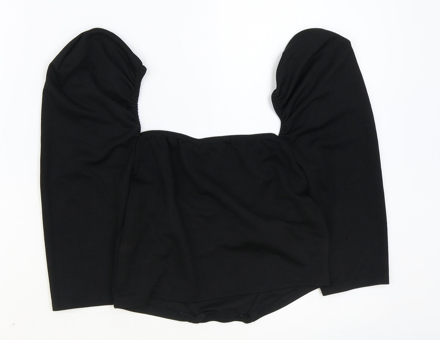 Nasty Gal Womens Black Polyester Cropped Blouse Size 8 Sweetheart