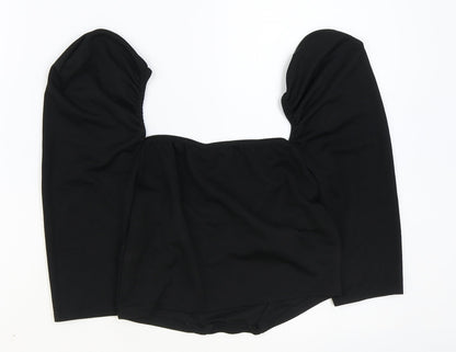 Nasty Gal Womens Black Polyester Cropped Blouse Size 8 Sweetheart