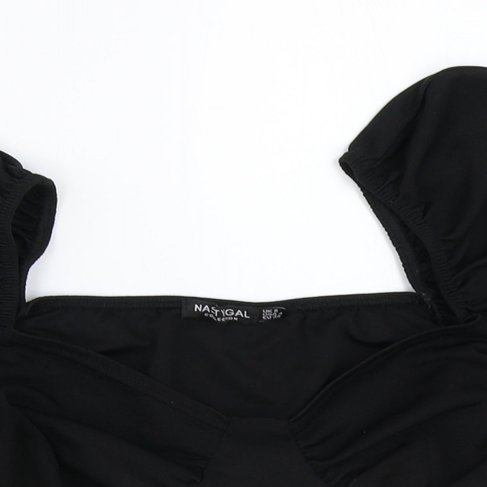Nasty Gal Womens Black Polyester Cropped Blouse Size 8 Sweetheart