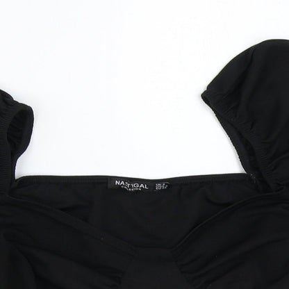 Nasty Gal Womens Black Polyester Cropped Blouse Size 8 Sweetheart