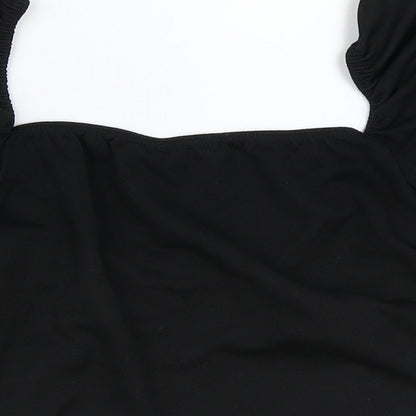 Nasty Gal Womens Black Polyester Cropped Blouse Size 8 Sweetheart