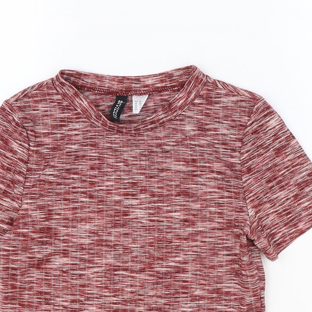 Womens UK Size XS H&M Red Basic T-Shirt