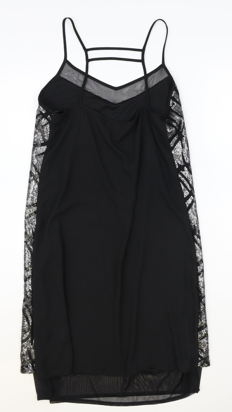 Atmosphere Womens Silver Geometric Polyester Slip Dress Size 10 V-Neck Pullover