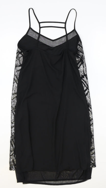 Atmosphere Womens Silver Geometric Polyester Slip Dress Size 10 V-Neck Pullover