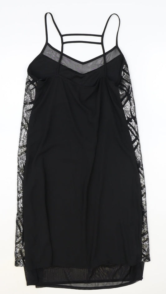 Atmosphere Womens Silver Geometric Polyester Slip Dress Size 10 V-Neck Pullover