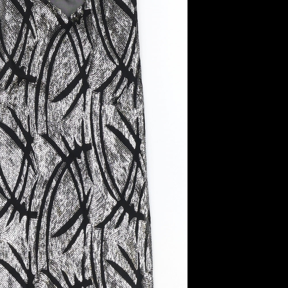 Atmosphere Womens Silver Geometric Polyester Slip Dress Size 10 V-Neck Pullover