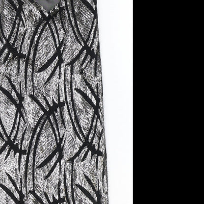 Atmosphere Womens Silver Geometric Polyester Slip Dress Size 10 V-Neck Pullover