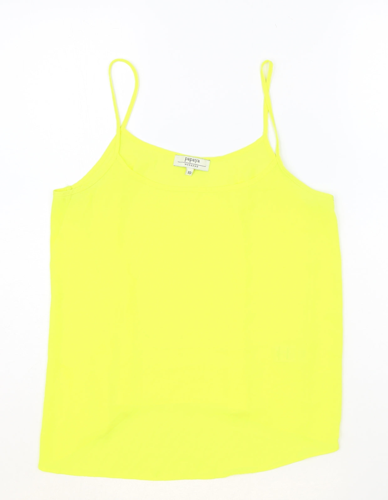 Papaya Womens Yellow Polyester Basic Tank Size 10 Round Neck