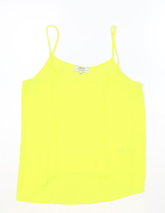 Papaya Womens Yellow Polyester Basic Tank Size 10 Round Neck