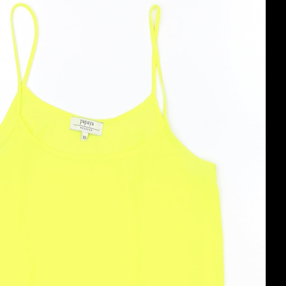 Papaya Womens Yellow Polyester Basic Tank Size 10 Round Neck