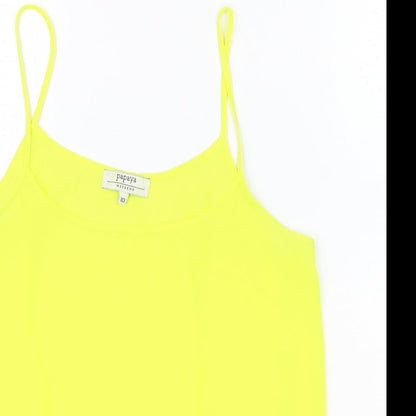 Papaya Womens Yellow Polyester Basic Tank Size 10 Round Neck