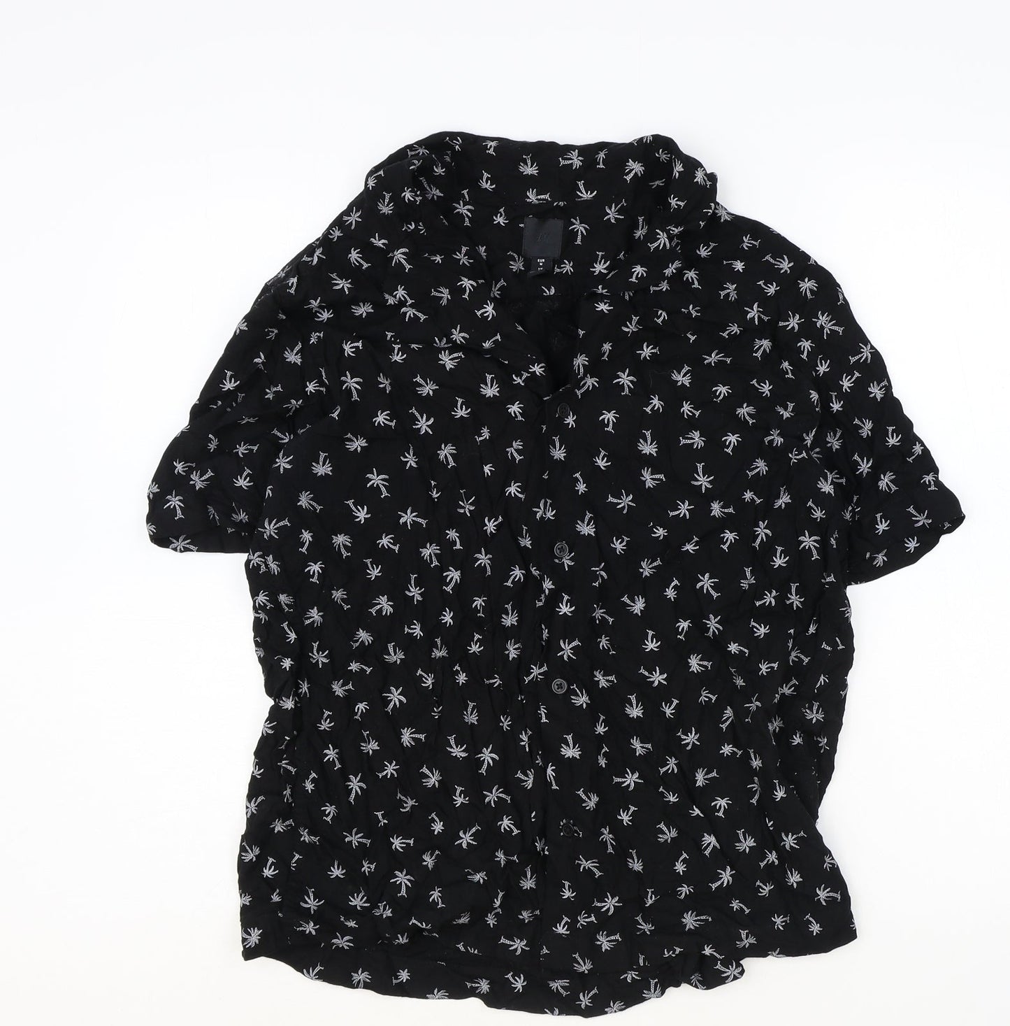 Womens UK Size M H&M Black Basic Button-Up
