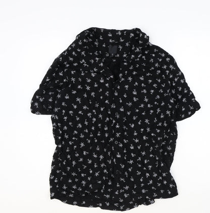 Womens UK Size M H&M Black Basic Button-Up
