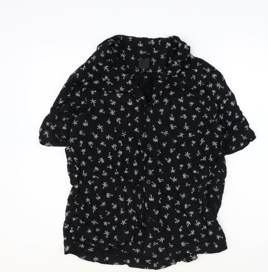 Womens UK Size M H&M Black Basic Button-Up