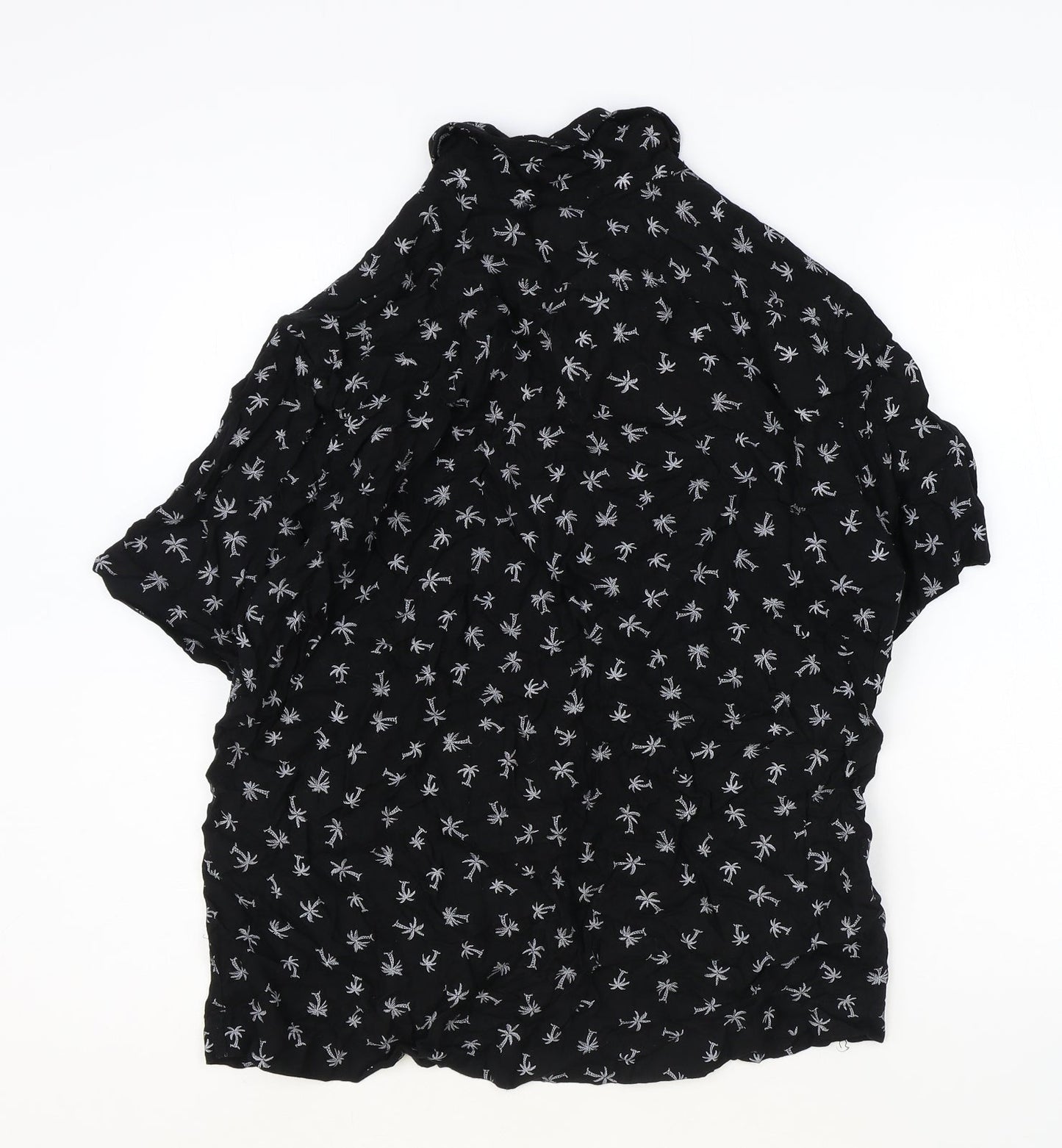 Womens UK Size M H&M Black Basic Button-Up