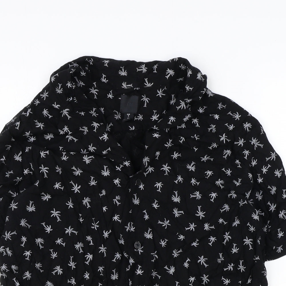 Womens UK Size M H&M Black Basic Button-Up