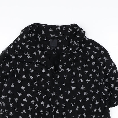 Womens UK Size M H&M Black Basic Button-Up