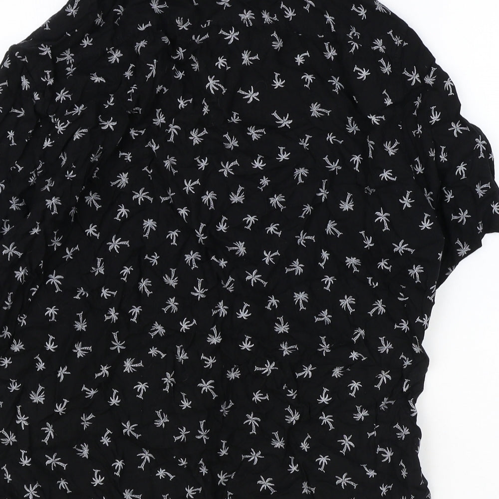 Womens UK Size M H&M Black Basic Button-Up