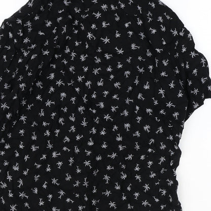 Womens UK Size M H&M Black Basic Button-Up