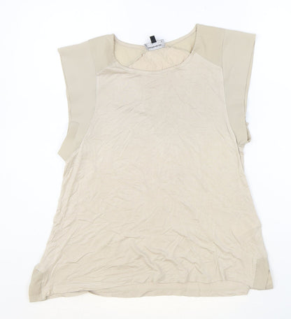 Warehouse Womens Brown Viscose Basic T-Shirt Size 12 Round Neck