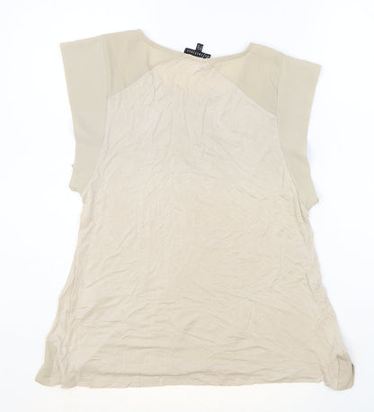 Warehouse Womens Brown Viscose Basic T-Shirt Size 12 Round Neck
