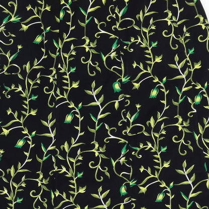 Daxon Womens Black Floral Polyester A-Line Skirt Size 34 in Zip