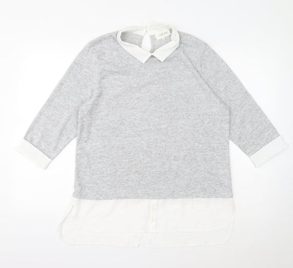 With Love Products Womens Grey Polyester Basic Blouse Size 14 Round Neck