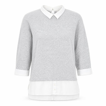 With Love Products Womens Grey Polyester Basic Blouse Size 14 Round Neck