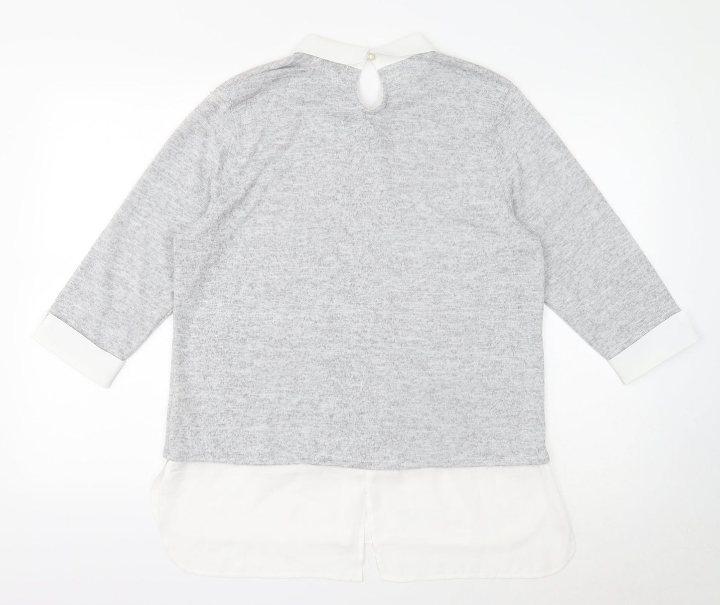 With Love Products Womens Grey Polyester Basic Blouse Size 14 Round Neck
