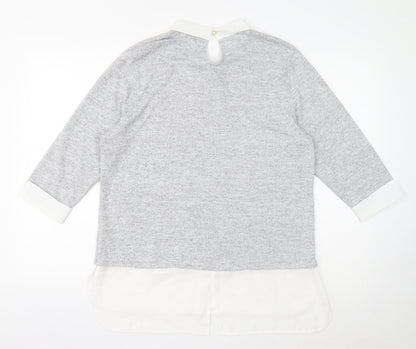 With Love Products Womens Grey Polyester Basic Blouse Size 14 Round Neck