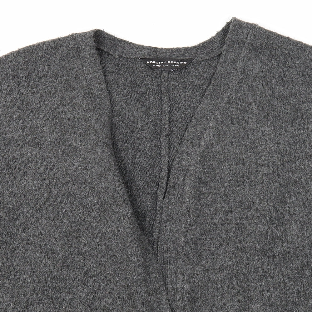 Dorothy Perkins Womens Grey V-Neck Acrylic Cardigan Jumper Size XS