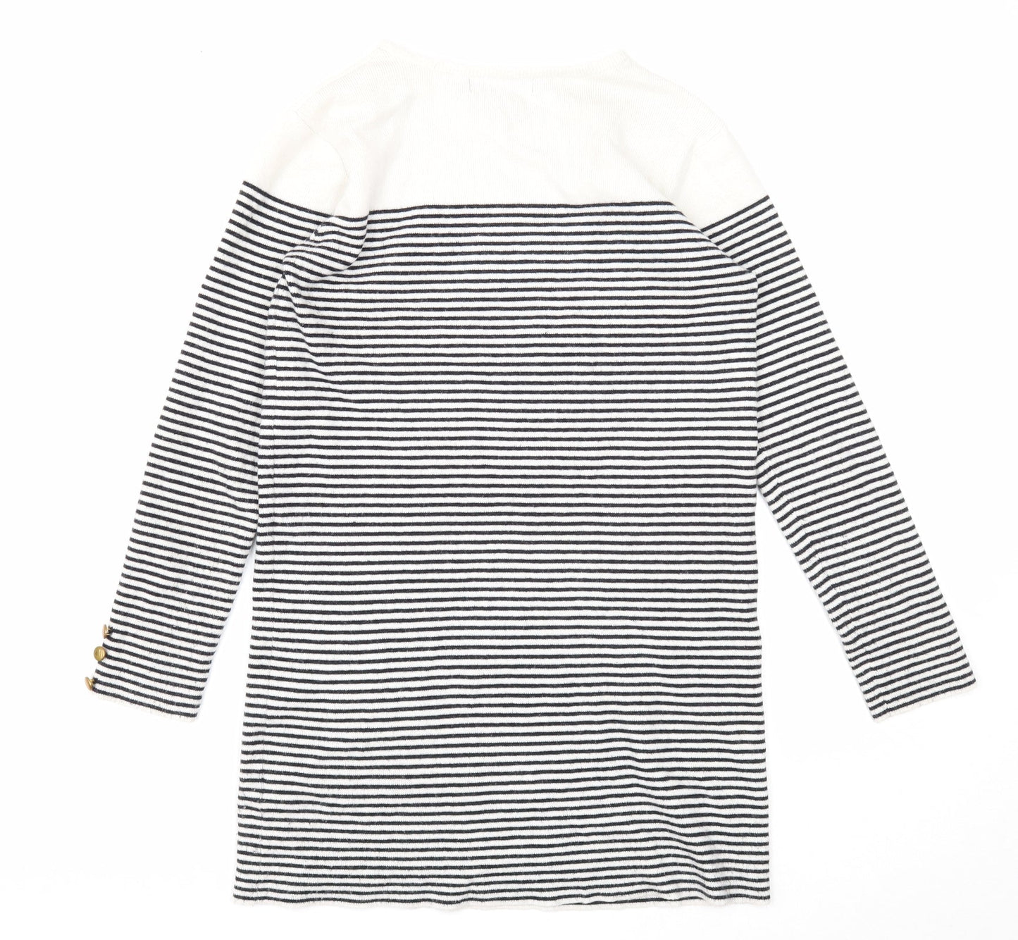 Primark Womens White Boat Neck Striped Polyester Tunic Jumper Size 10