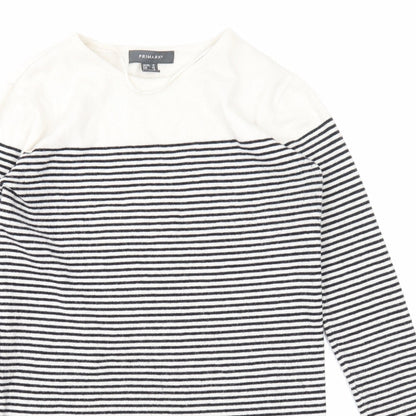 Primark Womens White Boat Neck Striped Polyester Tunic Jumper Size 10
