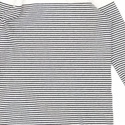 Primark Womens White Boat Neck Striped Polyester Tunic Jumper Size 10